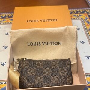 Louis Vuitton Brown and Tan Checkered Key Pouch